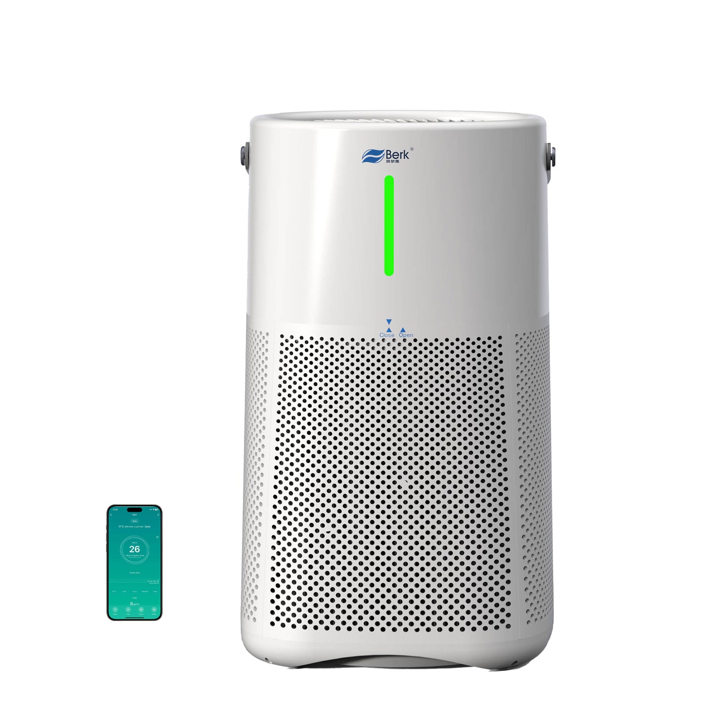 Berk Air Purifier for Bedroom Home, Air Cleaner 5 Speed Control for Smoke PoIIen Pet Odors, HEPA Air Purifier with App Control 30dB Low Noise for Better Sleep for Home, Office, Living Room (D3S-Smart)