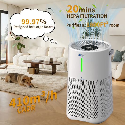 Berk Air Purifier for Bedroom Home, Air Cleaner 5 Speed Control for Smoke PoIIen Pet Odors, HEPA Air Purifier with App Control 30dB Low Noise for Better Sleep for Home, Office, Living Room (D3S-Smart)