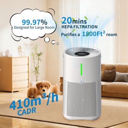 Berk Air Purifier for Bedroom Home, HEPA Air Cleaner 5 Speed Control for Smoke PoIIen Pet Odors, Air Purifier 30dB Low Noise for Better Sleep for Home, Office, Living Room (D3S-Standard)