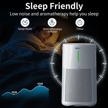 Berk Air Purifier for Bedroom Home, HEPA Air Cleaner 5 Speed Control for Smoke PoIIen Pet Odors, Air Purifier 30dB Low Noise for Better Sleep for Home, Office, Living Room (D3S-Standard)